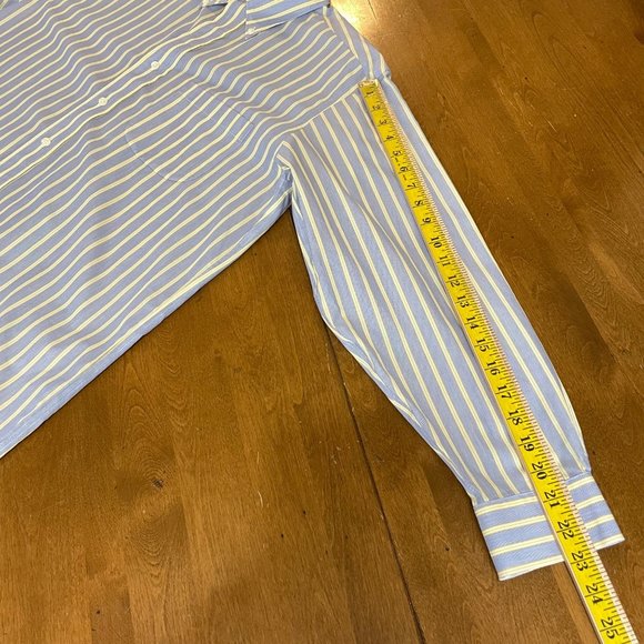 Brooks Brothers 346 Blue Yellow Striped Button Down Cotton Shirt 15½-2/3 - Picture 8 of 8